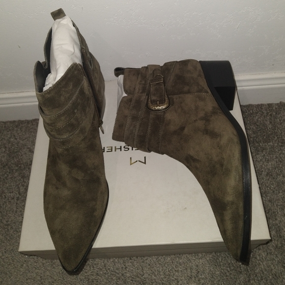 💥NEW MARC FISHER Green Suede Yandi Western Belted Boots💥 - Picture 6 of 8